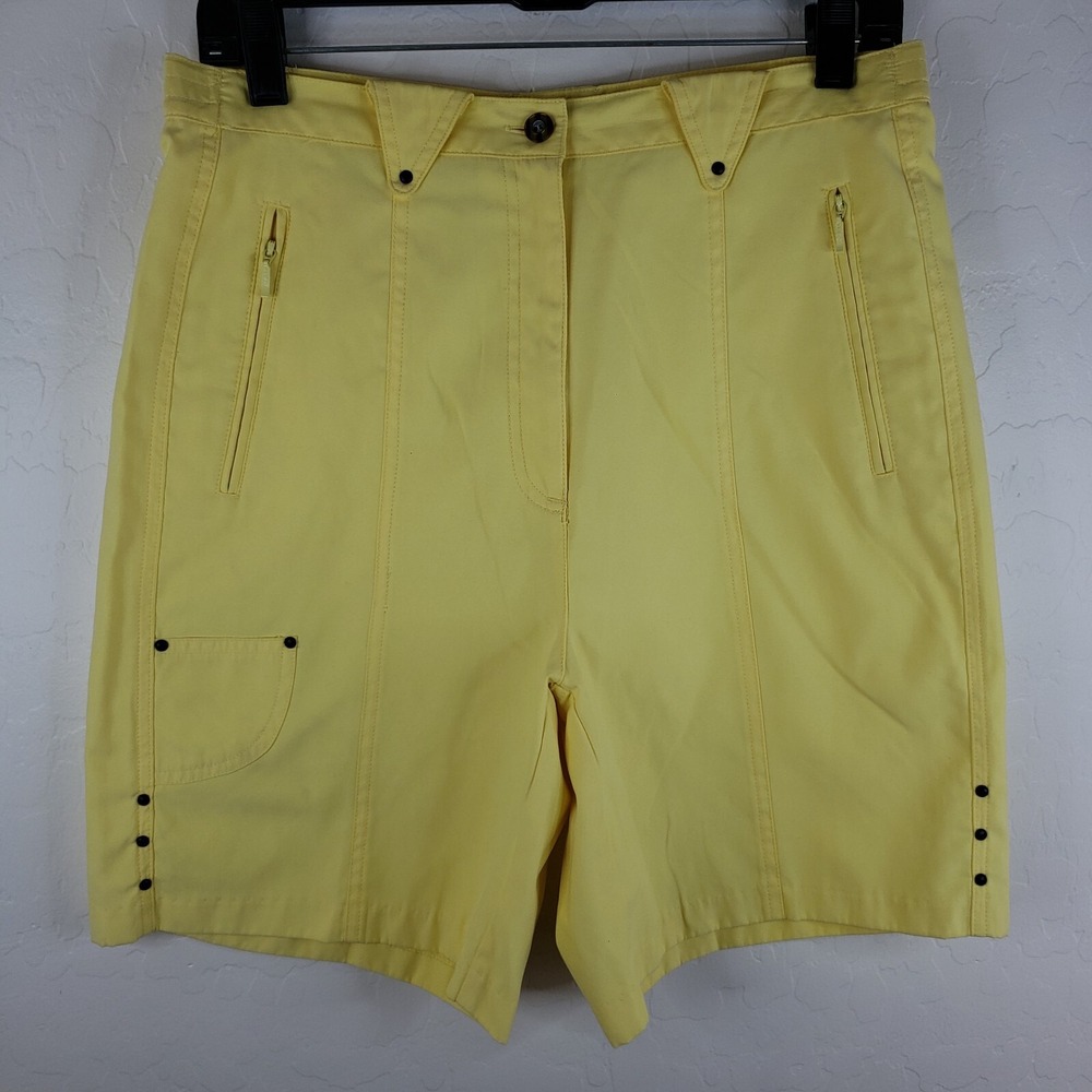 Jamie Sadock 30x8 Golf‎ Activewear Yellow Shorts Women's 10 Stretch Zip Pockets